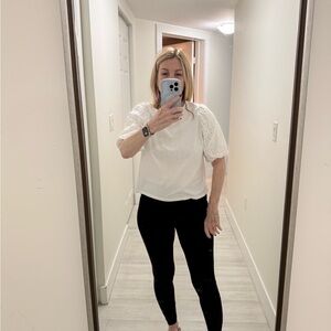 H&M White Lace Sleeve Top NWOT